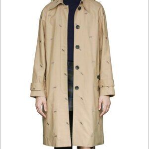 AVEC LES FILLES Cotton Blend Embroidered Equine Horses Twee Trench Coat